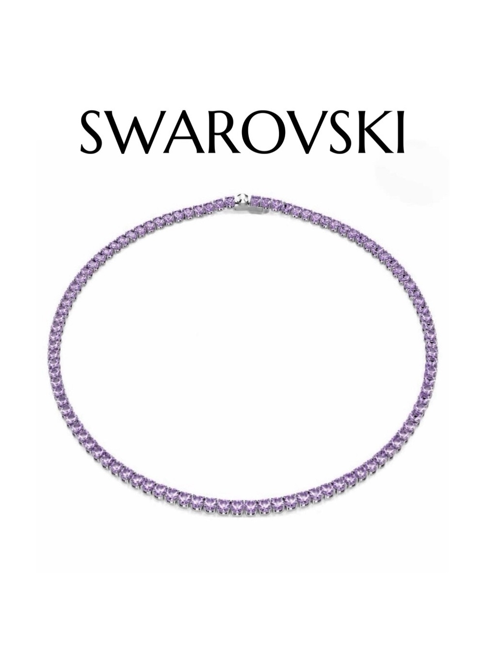 Swarovski Purple Amethyst Round Cut Tennis Necklace
